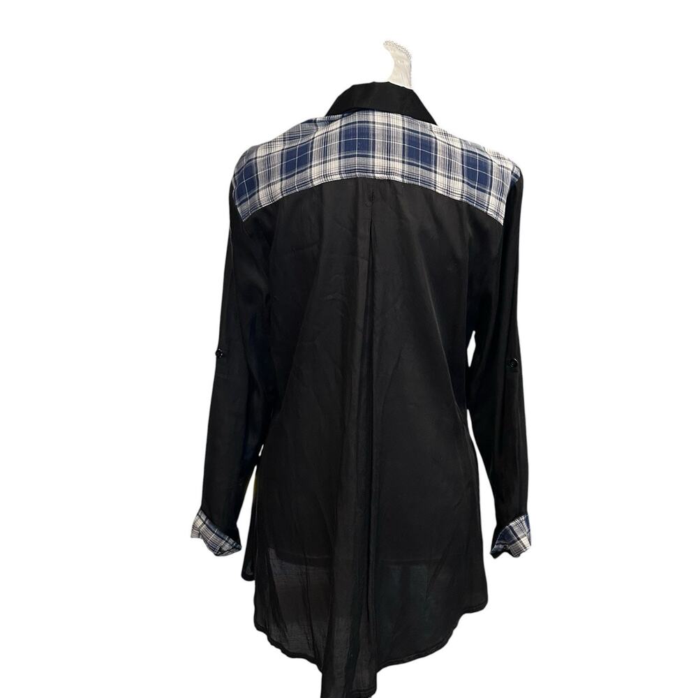 Parsley & Sage Patchwork Tunic Black Mixed Print Oversized High Low Size M - Picture 3 of 13